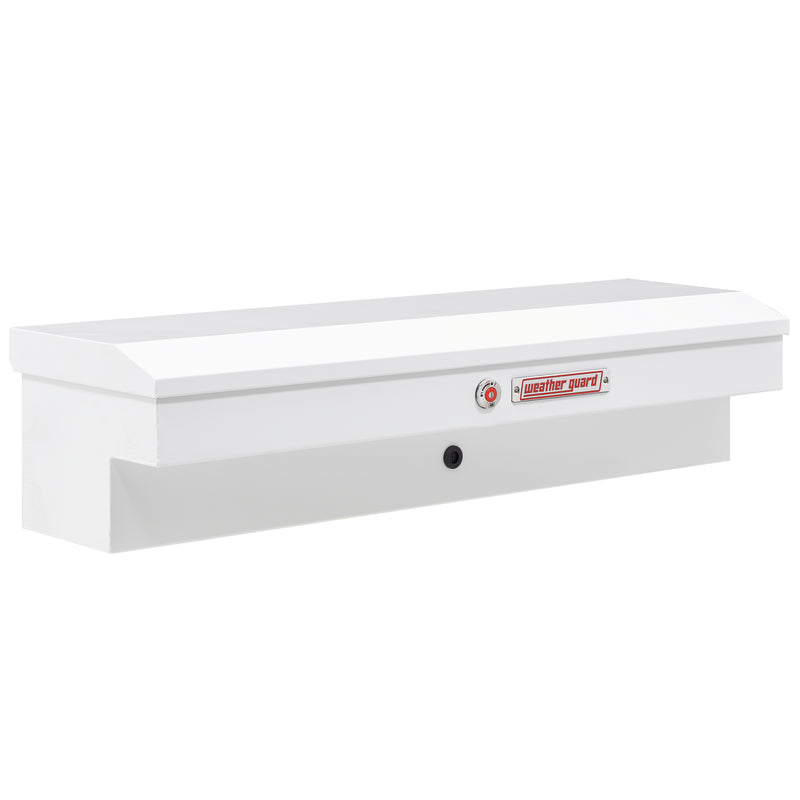 Weather Guard 175-3-04 Lo-Side box in brite white, front three-quarter studio view with the lid closed