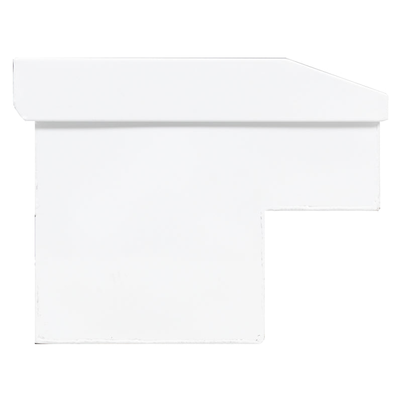 Weather Guard 175-3-04 Lo-Side box in brite white, side profile showing the body depth and the bed-rail notch
