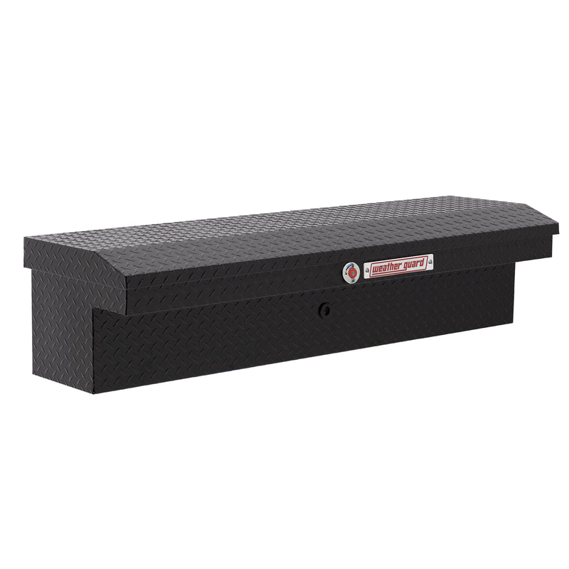 Weather Guard 178-5-04 low-profile Lo-Side box in gloss black, front three-quarter studio view with the lid closed