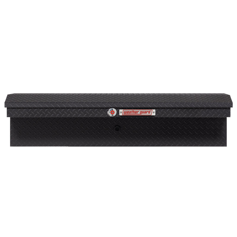 Weather Guard 178-52-04 low-profile Lo-Side box in textured matte black, straight-on front elevation with the lid closed