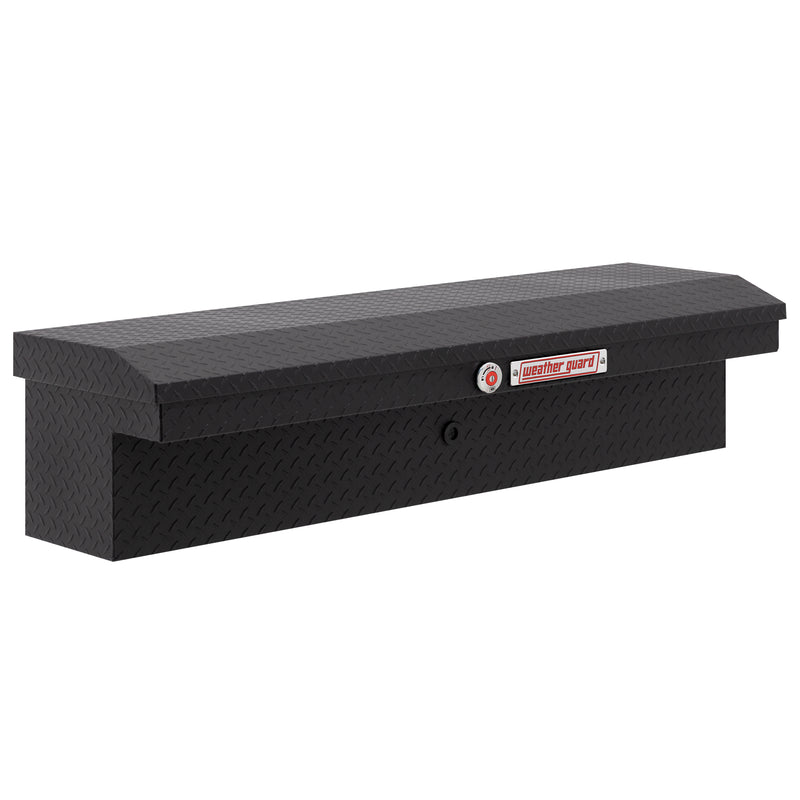Weather Guard 178-52-04 low-profile Lo-Side box in textured matte black, front three-quarter studio view with the lid closed