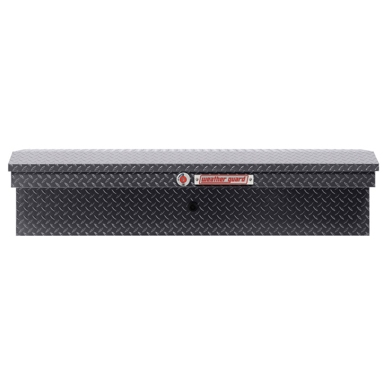 Weather Guard 178-6-04 low-profile Lo-Side box in gunmetal gray, straight-on front elevation with the lid closed