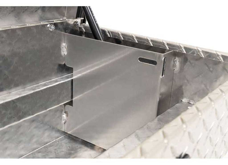 Weather Guard 184-0-03 41 in Lo-Side box with the lid open, showing the interior, removable tray and Weather Guard logo plate