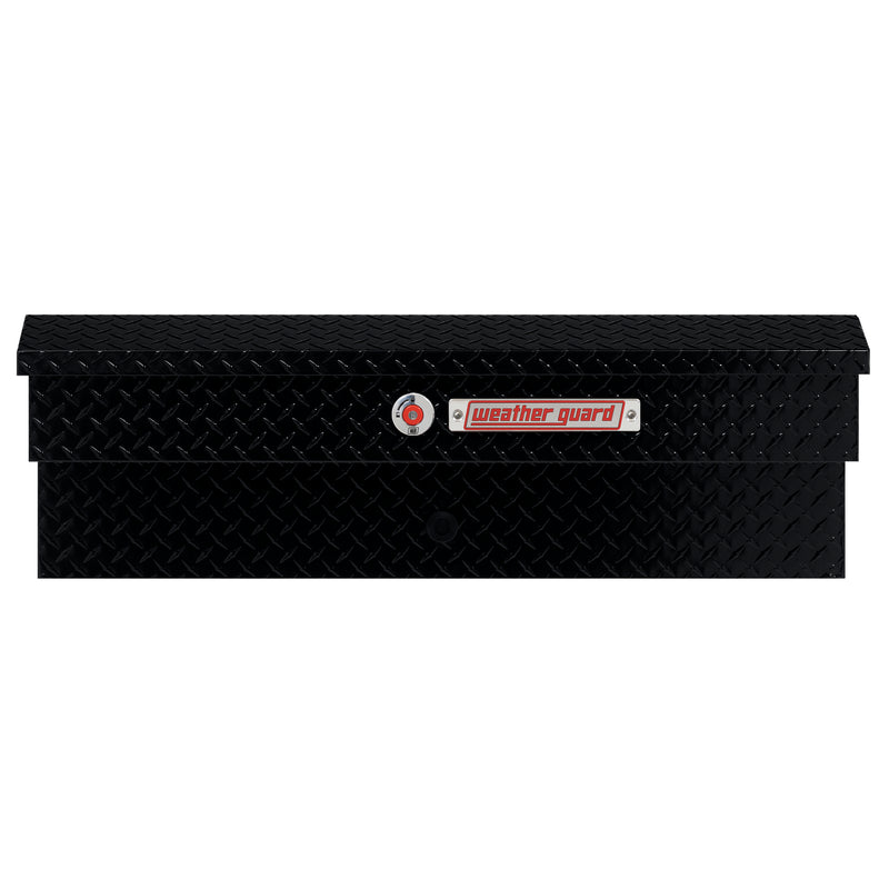 Weather Guard 184-5-04 Lo-Side box in gloss black, straight-on front elevation with the lid closed