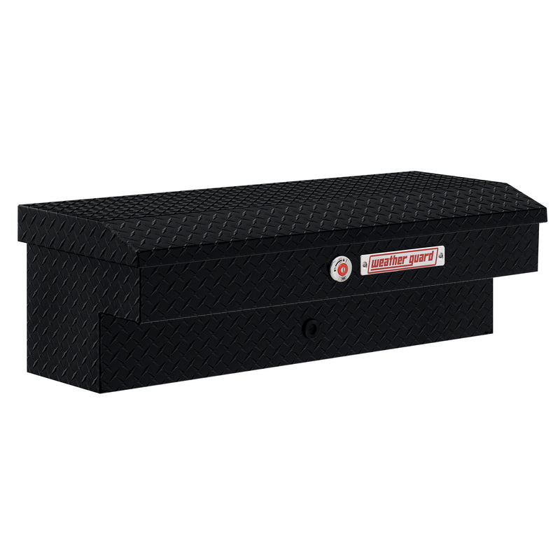 Weather Guard 184-5-04 Lo-Side box in gloss black, front three-quarter studio view with the lid closed