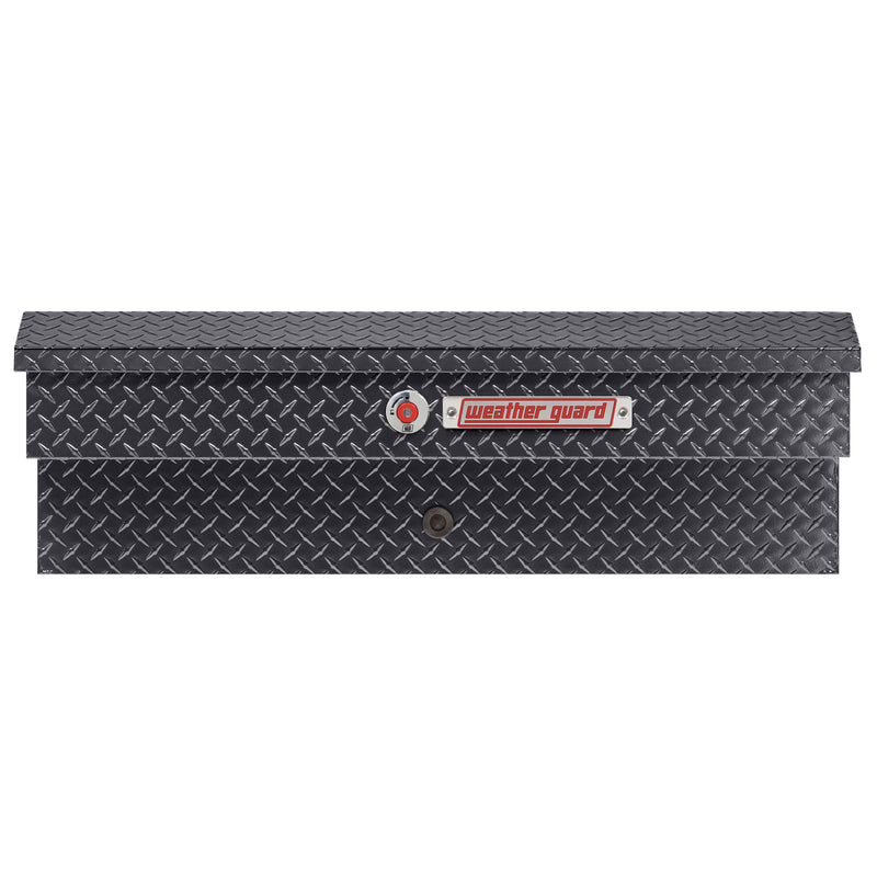 Weather Guard 184-6-04 Lo-Side box in gunmetal gray, straight-on front elevation with the lid closed