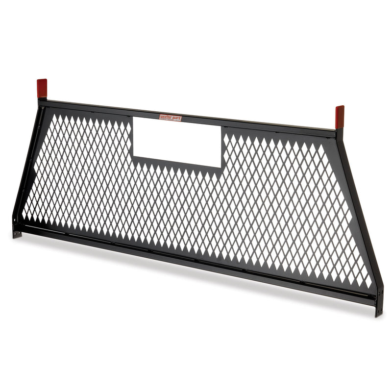 Weather Guard 1906-5-02 Protect-A-Rail steel mesh cab protector in gloss black, studio view