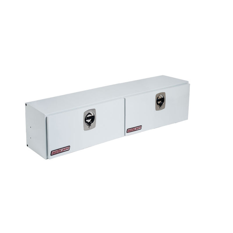 Weather Guard 272-3-02 Hi-Side box in brite white, front three-quarter studio view with the doors closed