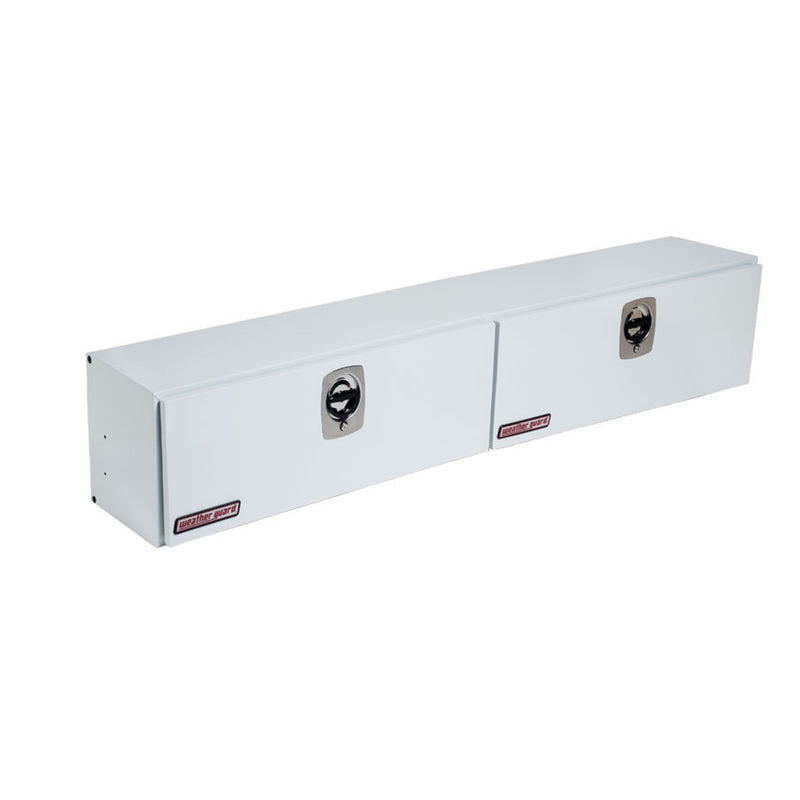 Weather Guard 290-3-02 Hi-Side box in brite white, front three-quarter studio view with the doors closed