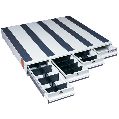 Weather Guard 318-3 ITEMIZER aluminum drawer unit in white, three-quarter hero view