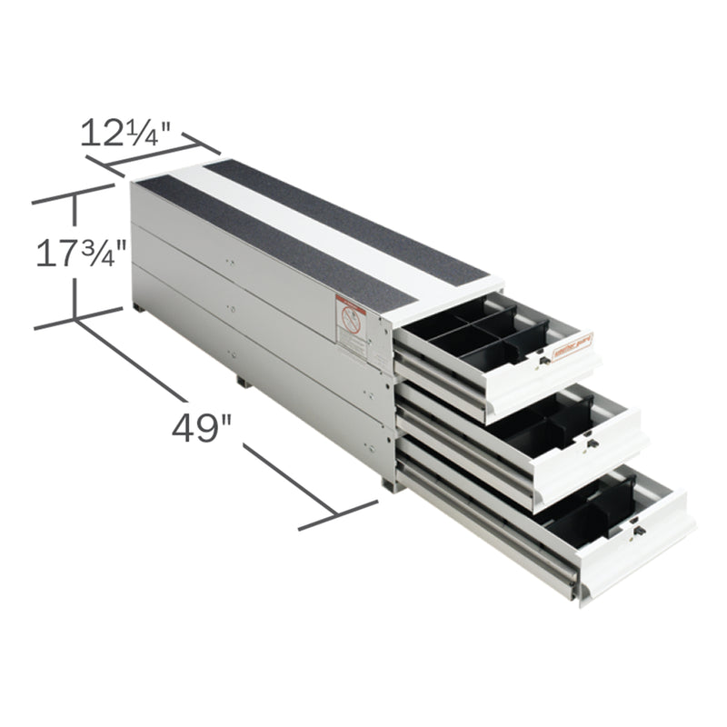 Dimensional drawing of the Weather Guard 327-3 drawer unit with measurement callouts