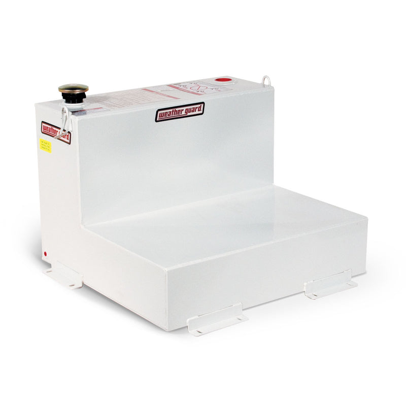 Weather Guard 350-3-02 50 gallon L-shape steel transfer tank in brite white, three-quarter hero view