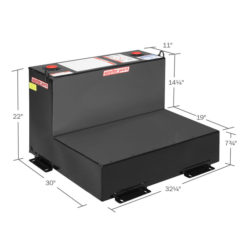Dimensional drawing of the Weather Guard 350-5-02 50 gallon transfer tank with measurement callouts