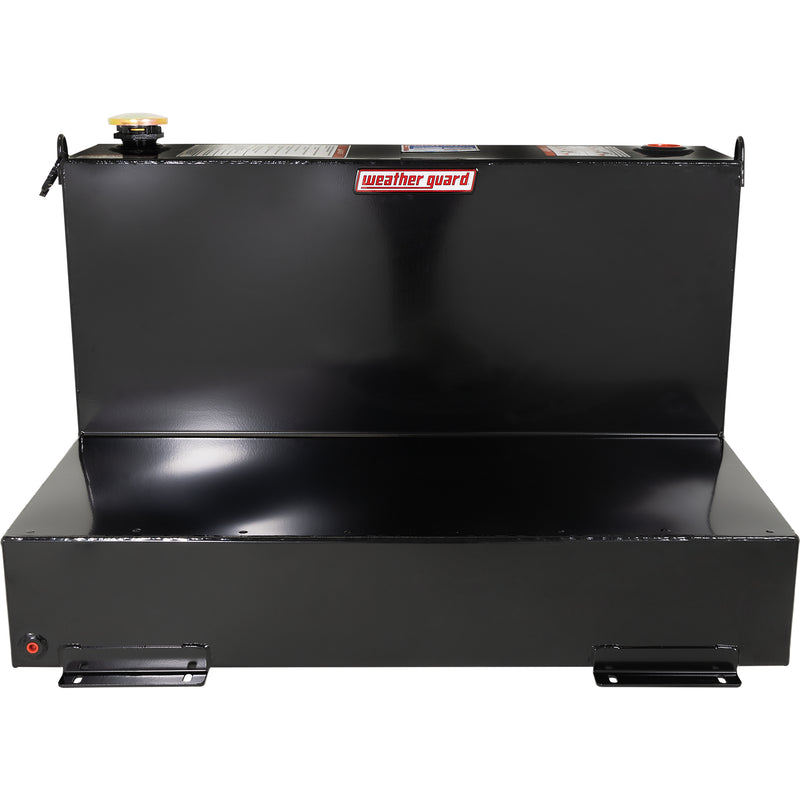 Front elevation of the gloss black Weather Guard 352-5-02 75 gallon transfer tank