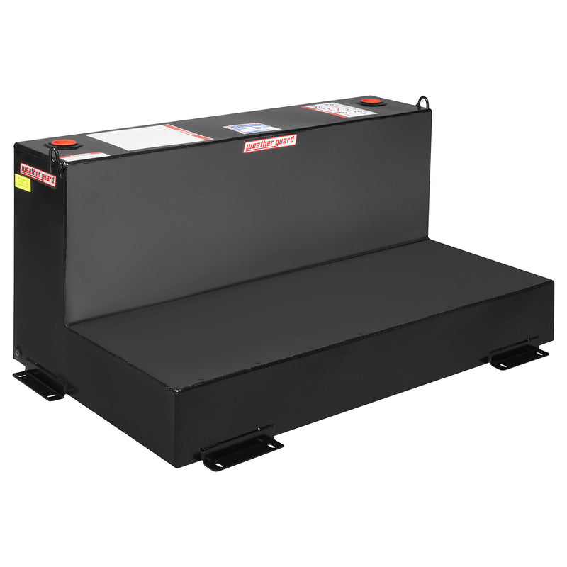 Weather Guard 354-5-02 90 gallon L-shape steel transfer tank in gloss black, three-quarter hero view
