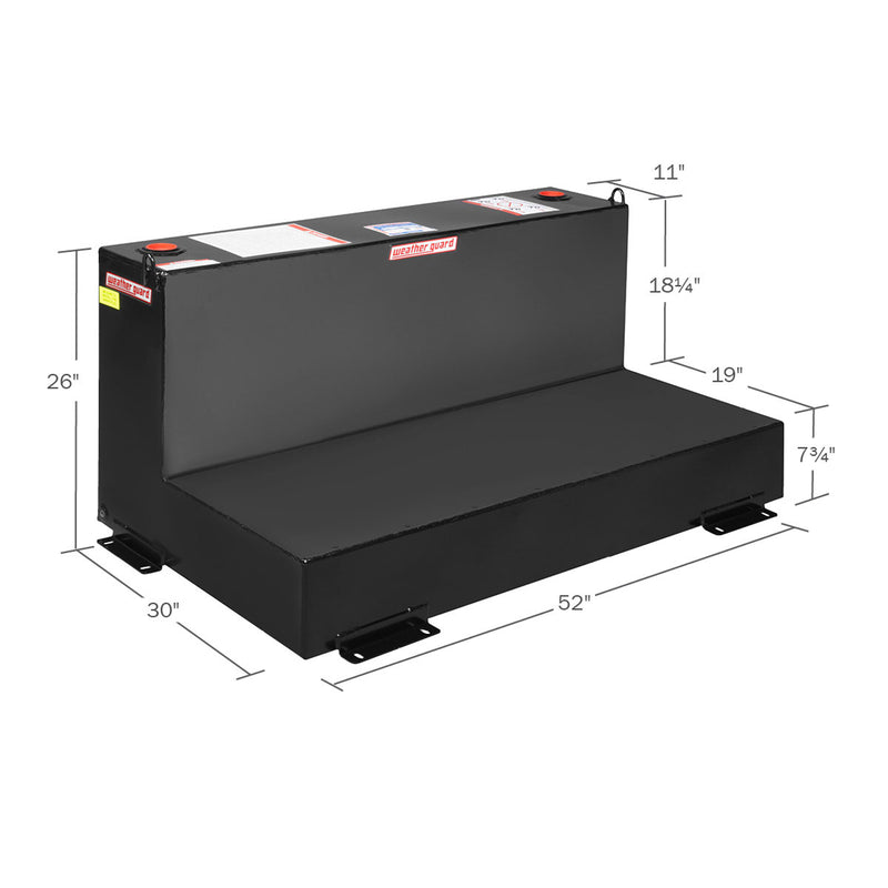 Dimensional drawing of the Weather Guard 354-5-02 90 gallon transfer tank with measurement callouts