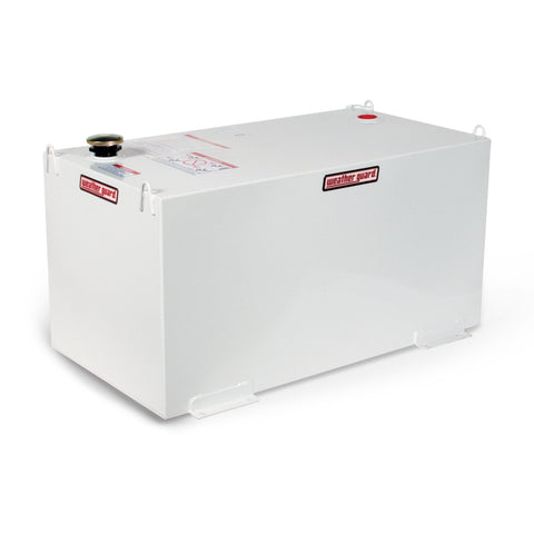 Weather Guard 358-3-02 100 gallon rectangular steel transfer tank in brite white, three-quarter hero view