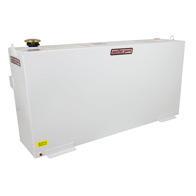 Weather Guard 359-3-02 85 gallon low-profile column steel transfer tank in brite white, three-quarter hero view