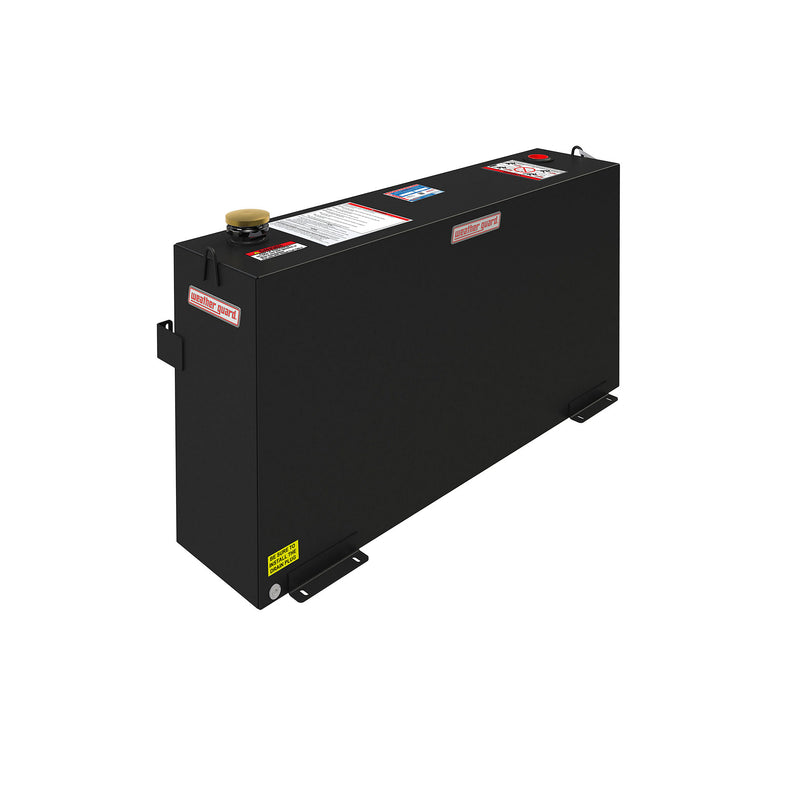 Weather Guard 359-5-02 85 gallon low-profile column steel transfer tank in gloss black, three-quarter hero view