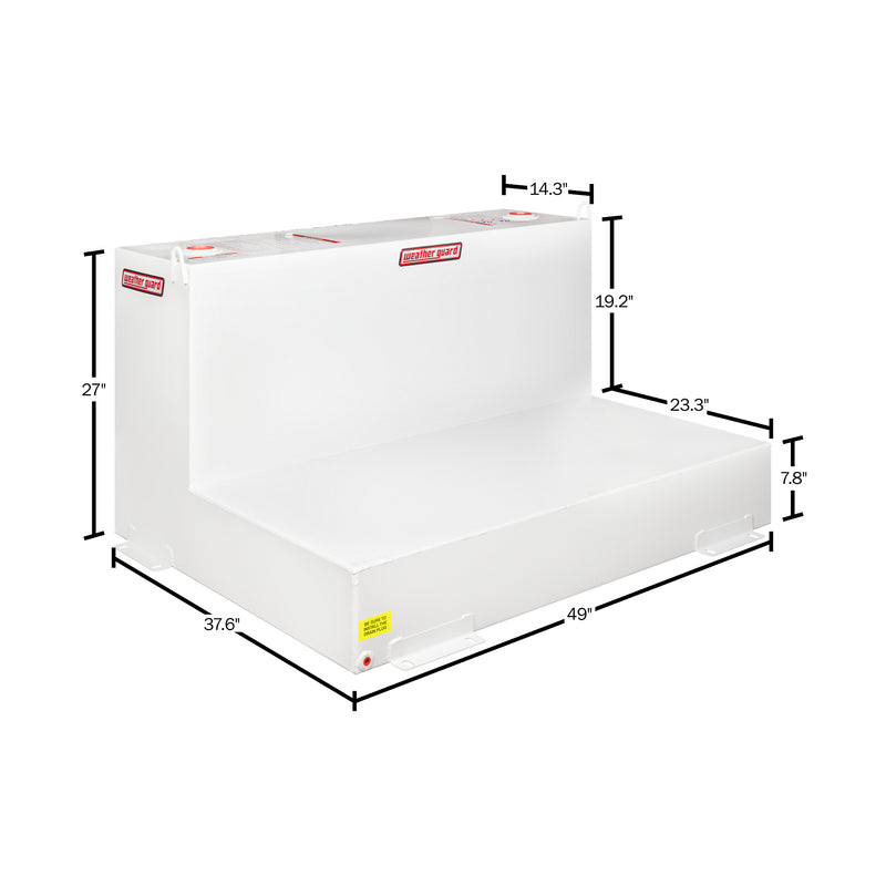 Dimensional drawing of the Weather Guard 362-3-02 110 gallon transfer tank with measurement callouts
