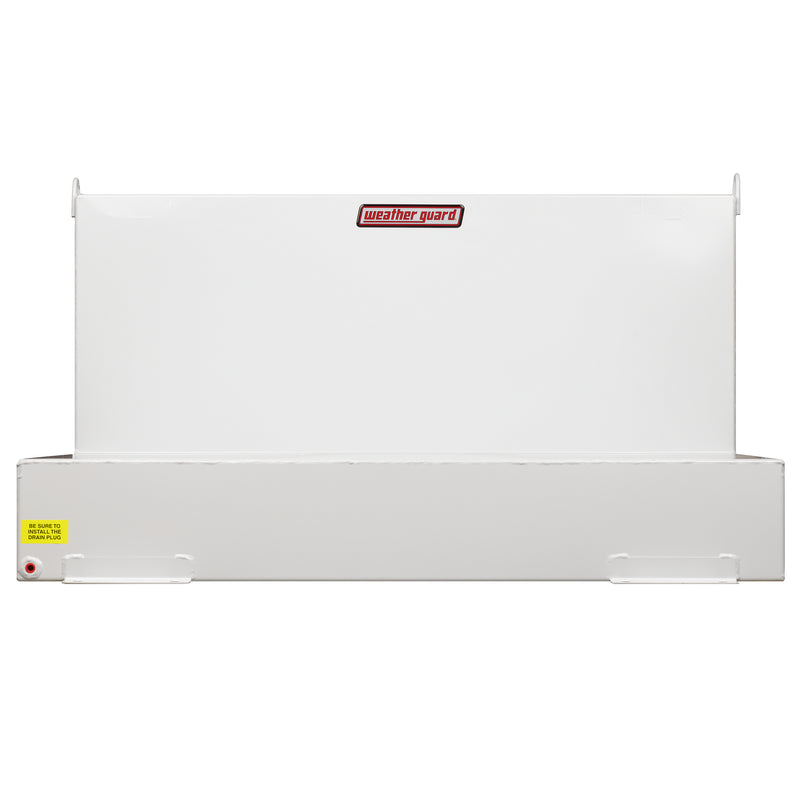 Front elevation of the brite white Weather Guard 362-3-02 110 gallon transfer tank