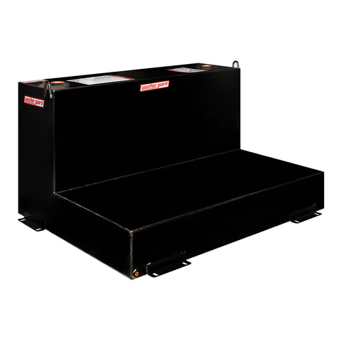 Weather Guard 362-5-02 110 gallon L-shape steel transfer tank in gloss black, three-quarter hero view