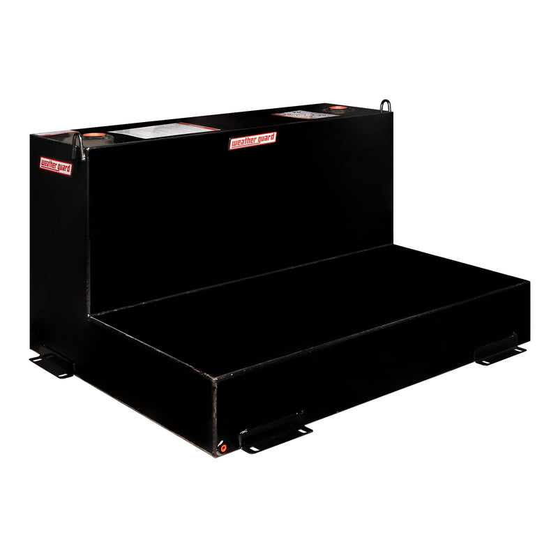 Weather Guard 362-5-02 110 gallon L-shape steel transfer tank in gloss black, three-quarter hero view