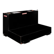 Weather Guard 362-5-02 110 gallon L-shape steel transfer tank in gloss black, three-quarter front view