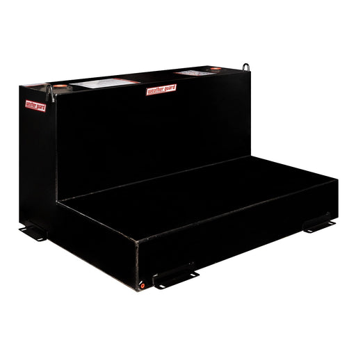 Weather Guard 362-5-02 110 gallon L-shape steel transfer tank in gloss black, three-quarter front view