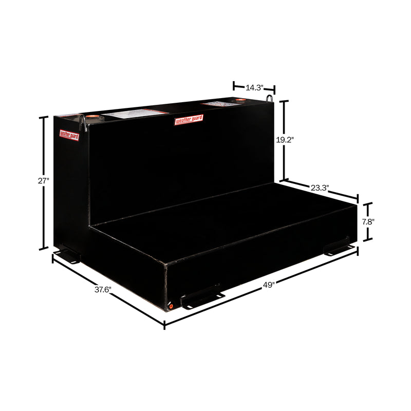 Dimensional drawing of the Weather Guard 362-5-02 110 gallon transfer tank with measurement callouts