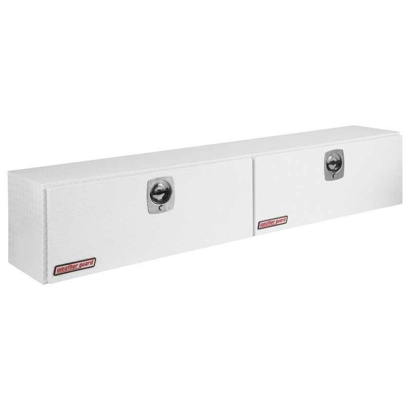Weather Guard 391-3-02 Super Hi-Side box in white, front three-quarter studio view with the doors closed