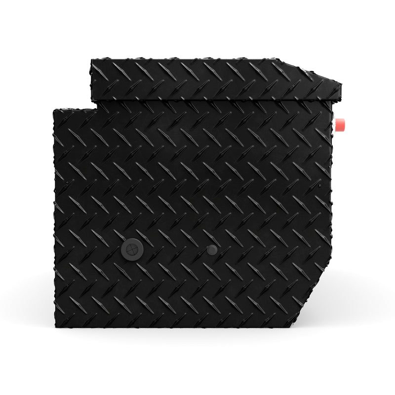 Weather Guard 614-5-04 All-Purpose Chest in gloss black, side profile showing the body depth and lid overhang