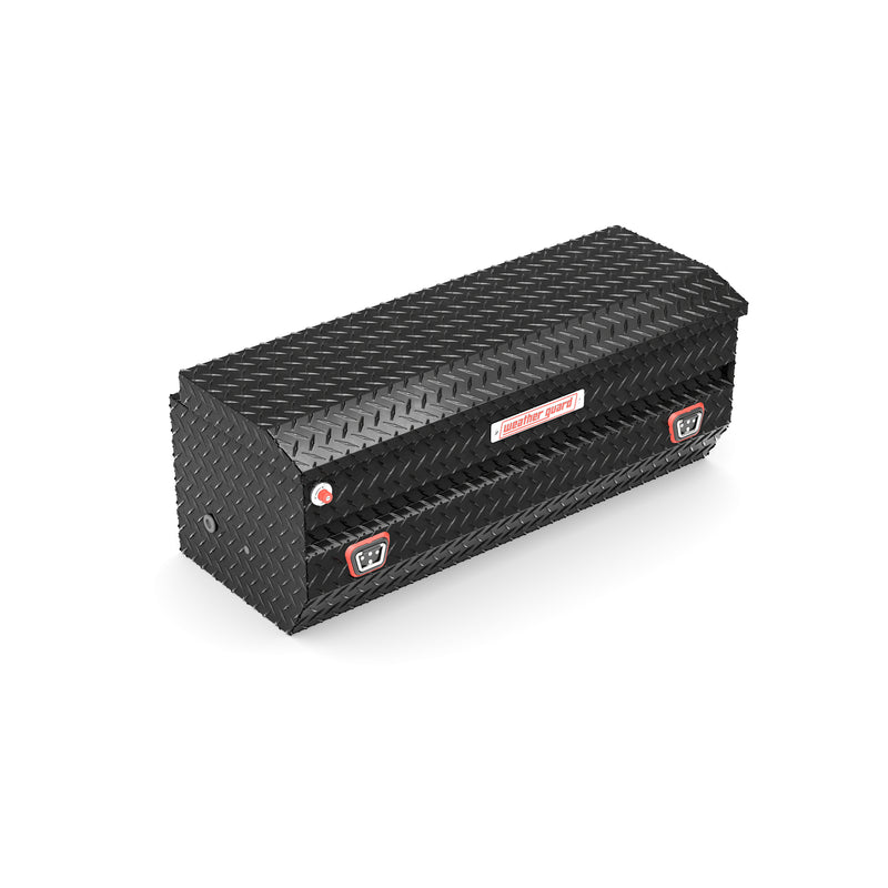 Weather Guard 624-5-04 All-Purpose Chest in gloss black, front three-quarter studio view with the lid closed