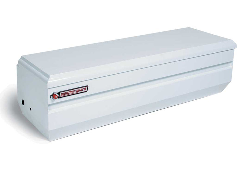 Weather Guard 685-3-01 extra-wide steel All-Purpose Chest in white, closed, front three-quarter studio view