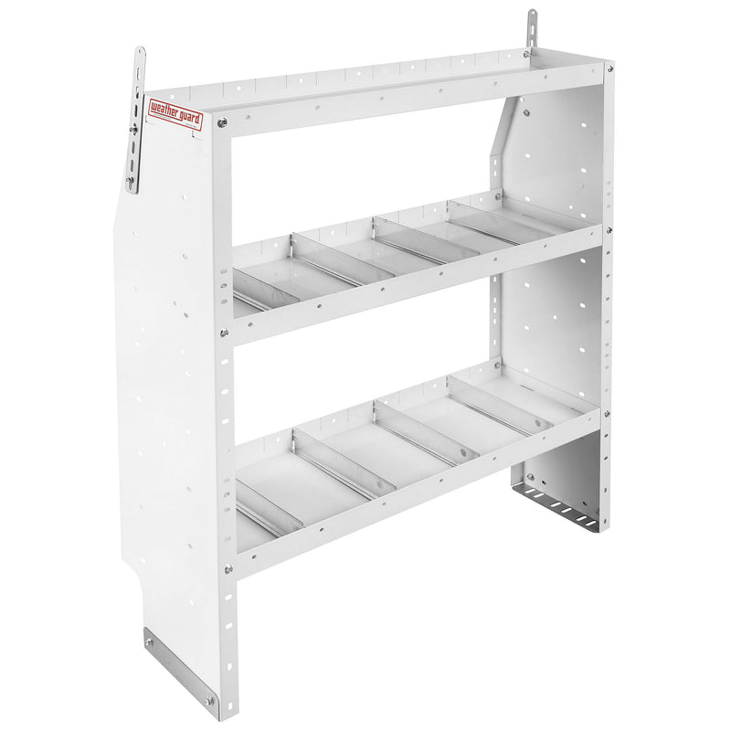 Weather Guard 9354-3-03 3-Shelf Adjustable Steel Van Storage Unit, studio three-quarter view on a plain white background