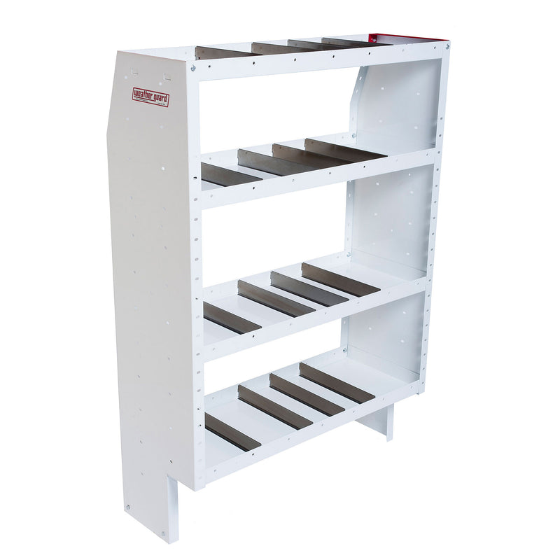 Weather Guard 9364-3-03 Heavy Duty 4-Shelf Adjustable Steel Van Storage Unit, studio three-quarter view on a plain white background