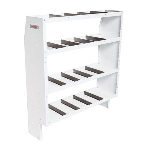 Weather Guard 9365-3-03 Heavy Duty 4-Shelf Adjustable Steel Van Storage Unit, studio three-quarter view on a plain white background