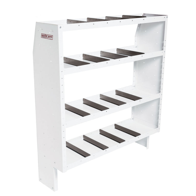 Weather Guard 9365-3-03 Heavy Duty 4-Shelf Adjustable Steel Van Storage Unit, studio three-quarter view on a plain white background