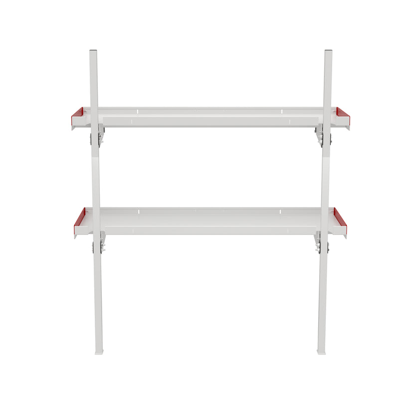 Weather Guard 9560-3-01 60 in Aluminum Folding Van Shelving Unit, rear view showing the back of the unit