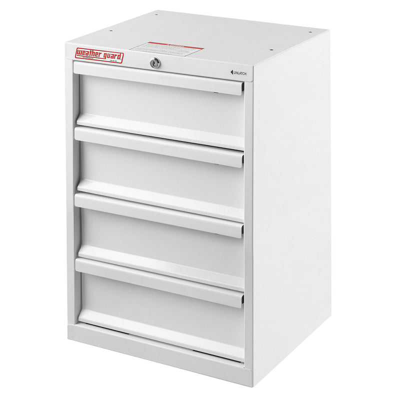 Weather Guard 9924-3-02 Mechanics-Grade 4-Drawer Van Cabinet, studio three-quarter view on a plain white background