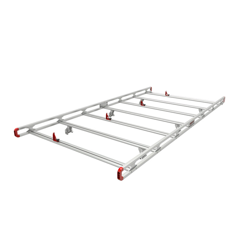 Weather Guard ASRL001 Long Safari Aluminum Van Roof Rack, three-quarter view of the assembled extended rack