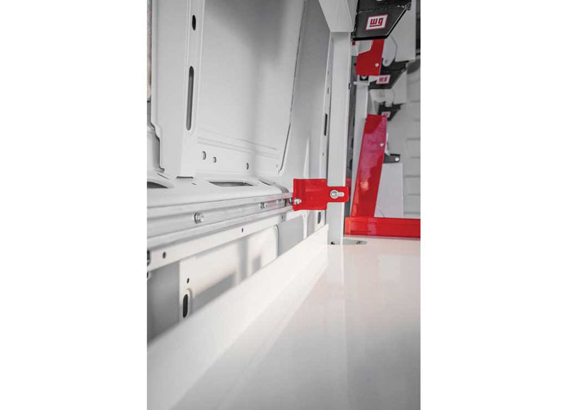 Weather Guard DRFT30RP dual rail kit installed on a van interior wall