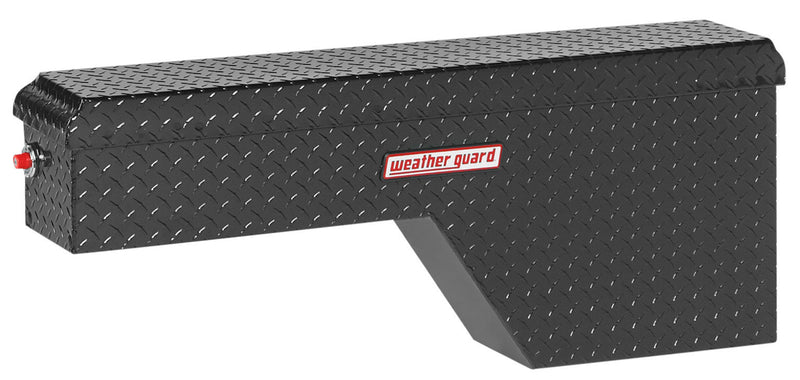 Weather Guard gloss black diamond-plate aluminum wheel well tool box