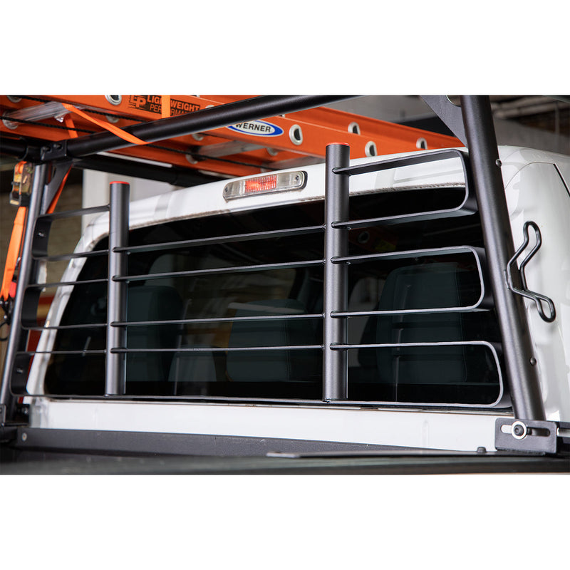 Weather Guard cab protector installed behind a pickup rear window
