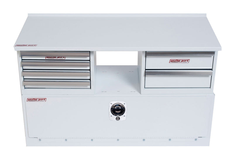 Weather Guard work top shelf shown on an EZ-Cube drawer unit