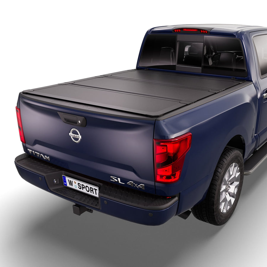 Worksport NEXUS hard folding tonneau cover closed flat over the bed
